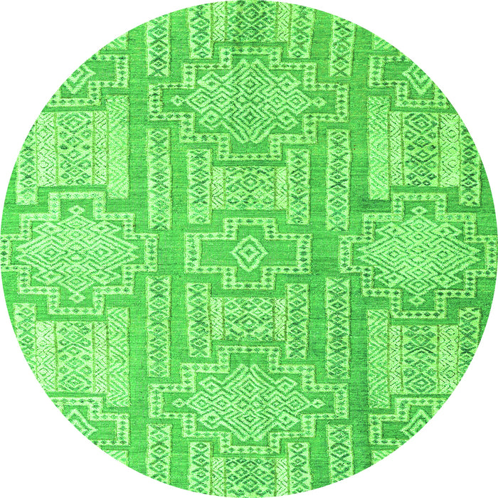 Round Abstract Green Modern Rug, abs4785grn