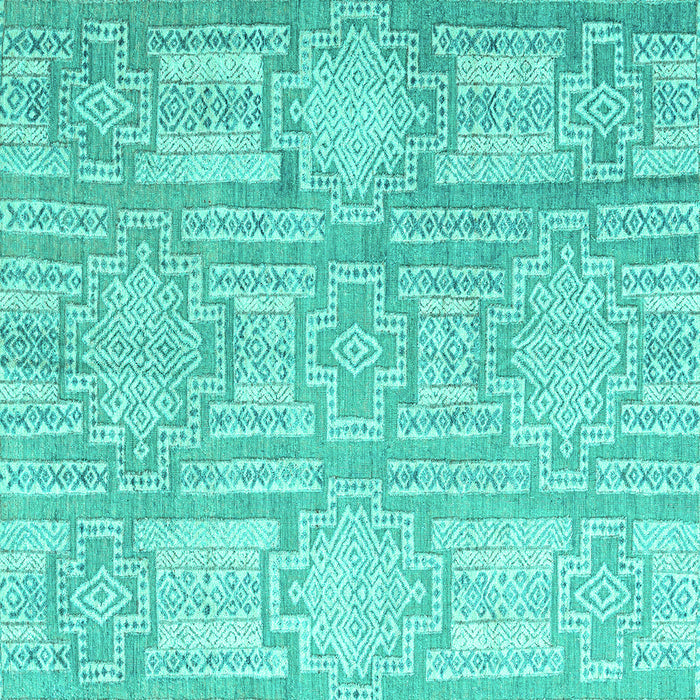 Square Machine Washable Abstract Turquoise Modern Area Rugs, wshabs4785turq