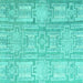 Square Machine Washable Abstract Turquoise Modern Area Rugs, wshabs4785turq