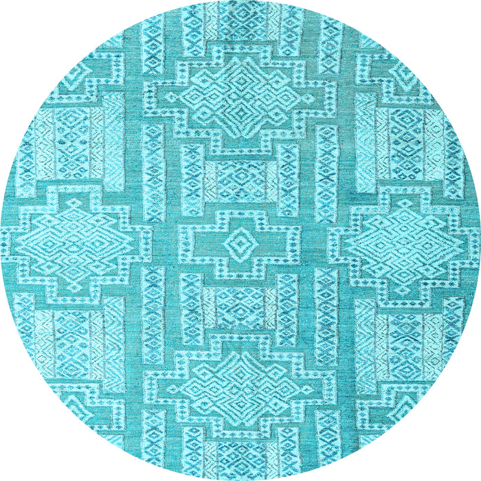 Round Abstract Light Blue Modern Rug, abs4785lblu
