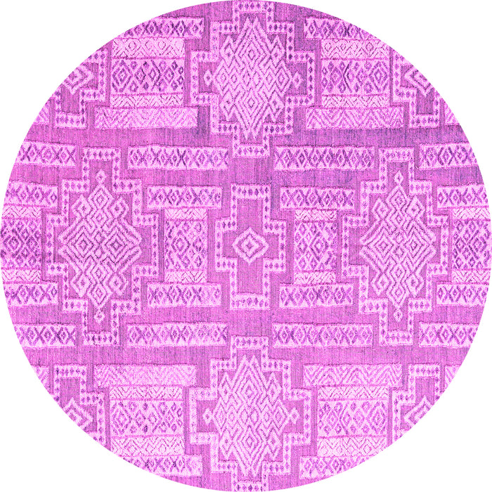 Round Machine Washable Abstract Pink Modern Rug, wshabs4785pnk