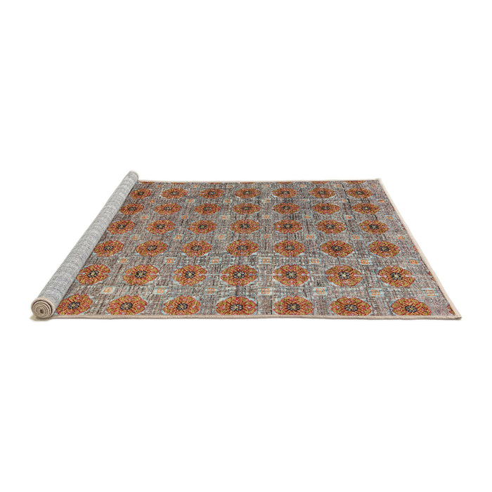 Sideview of Machine Washable Abstract Chestnut Red Rug, wshabs4786