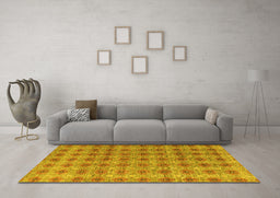 Machine Washable Abstract Yellow Modern Rug in a Living Room, wshabs4786yw