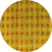 Round Machine Washable Abstract Yellow Modern Rug, wshabs4786yw