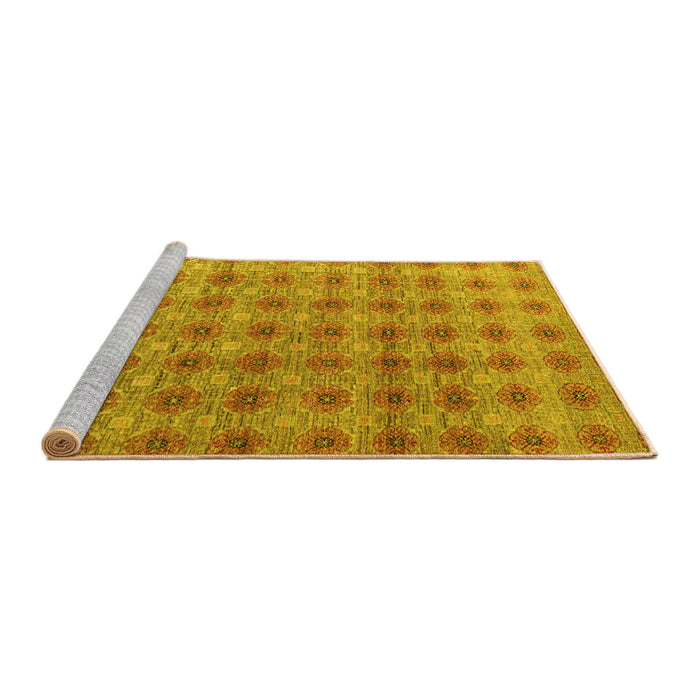Sideview of Machine Washable Abstract Yellow Modern Rug, wshabs4786yw