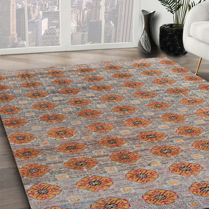 Machine Washable Abstract Chestnut Red Rug in a Family Room, wshabs4786