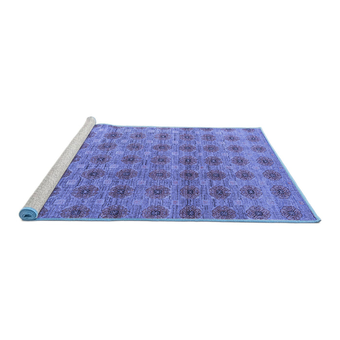Sideview of Machine Washable Abstract Blue Modern Rug, wshabs4786blu