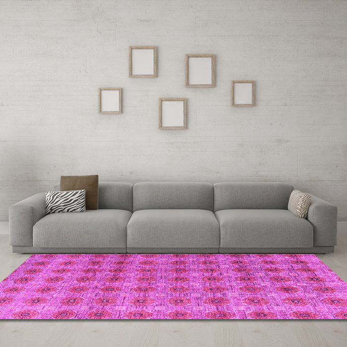 Machine Washable Abstract Pink Modern Rug in a Living Room, wshabs4786pnk