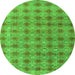 Round Machine Washable Abstract Green Modern Area Rugs, wshabs4786grn