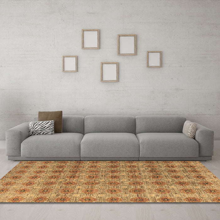 Machine Washable Abstract Brown Modern Rug in a Living Room,, wshabs4786brn