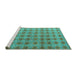 Sideview of Machine Washable Abstract Turquoise Modern Area Rugs, wshabs4786turq