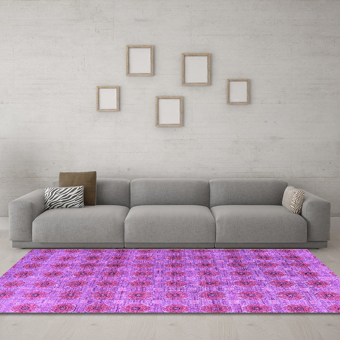 Machine Washable Abstract Purple Modern Area Rugs in a Living Room, wshabs4786pur