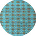 Round Abstract Light Blue Modern Rug, abs4786lblu