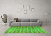 Machine Washable Abstract Green Modern Rug, wshabs4786grn