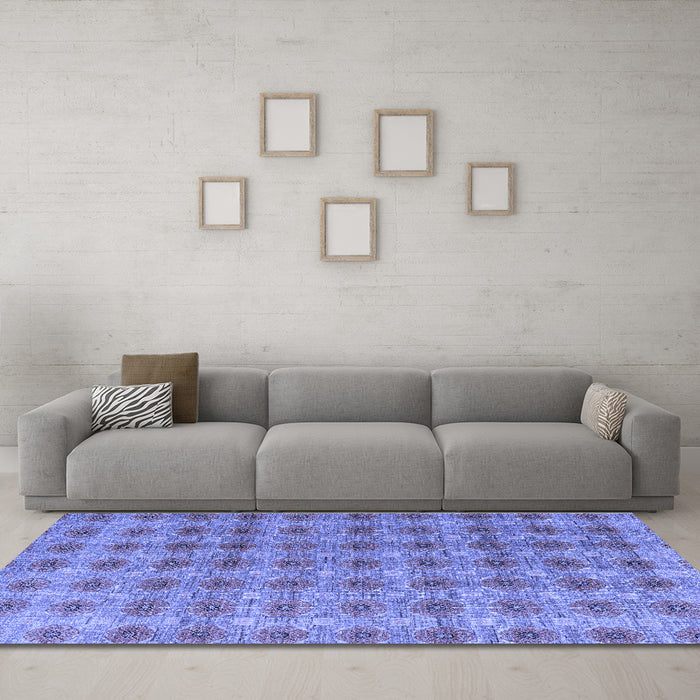 Machine Washable Abstract Blue Modern Rug in a Living Room, wshabs4786blu