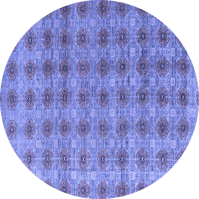 Round Abstract Blue Modern Rug, abs4786blu