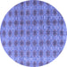 Round Abstract Blue Modern Rug, abs4786blu