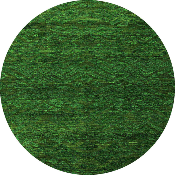 Round Abstract Green Modern Rug, abs4787grn