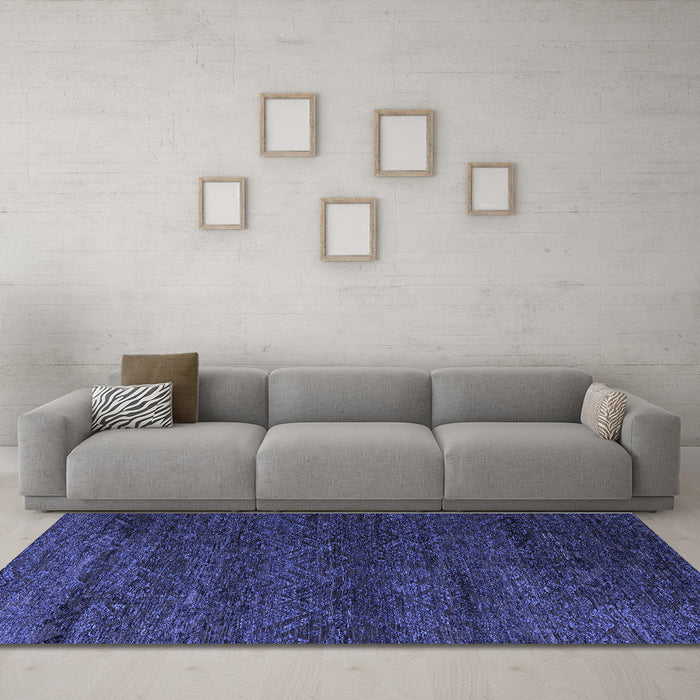 Machine Washable Abstract Blue Modern Rug in a Living Room, wshabs4787blu