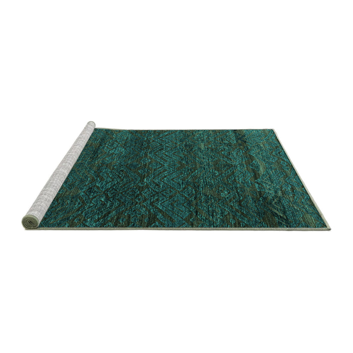 Sideview of Machine Washable Abstract Turquoise Modern Area Rugs, wshabs4787turq