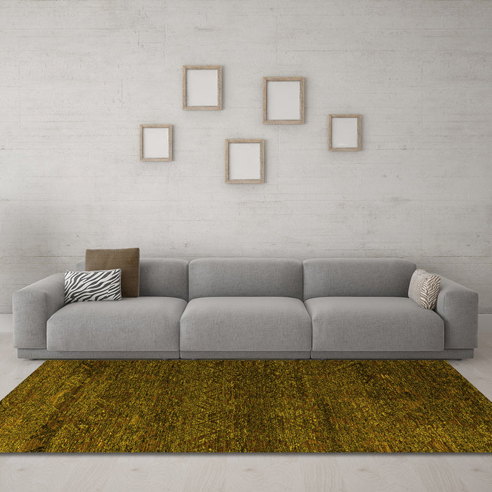 Machine Washable Abstract Yellow Modern Rug in a Living Room, wshabs4787yw