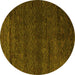 Round Abstract Yellow Modern Rug, abs4787yw