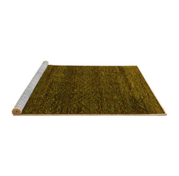 Sideview of Machine Washable Abstract Yellow Modern Rug, wshabs4787yw