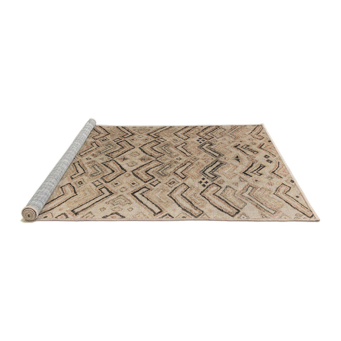 Sideview of Machine Washable Abstract Dark Almond Brown Rug, wshabs4788