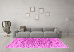 Machine Washable Solid Pink Modern Rug in a Living Room, wshabs4788pnk