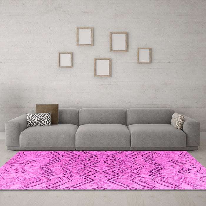 Machine Washable Solid Pink Modern Rug in a Living Room, wshabs4788pnk