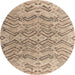 Round Machine Washable Abstract Dark Almond Brown Rug, wshabs4788