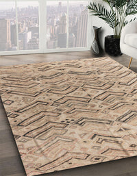 Abstract Dark Almond Brown Solid Rug, abs4788