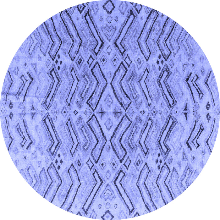 Round Machine Washable Solid Blue Modern Rug, wshabs4788blu