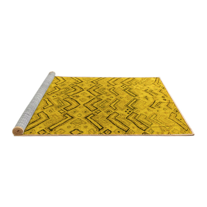 Sideview of Machine Washable Solid Yellow Modern Rug, wshabs4788yw