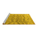 Sideview of Machine Washable Solid Yellow Modern Rug, wshabs4788yw