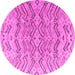 Round Machine Washable Solid Pink Modern Rug, wshabs4788pnk