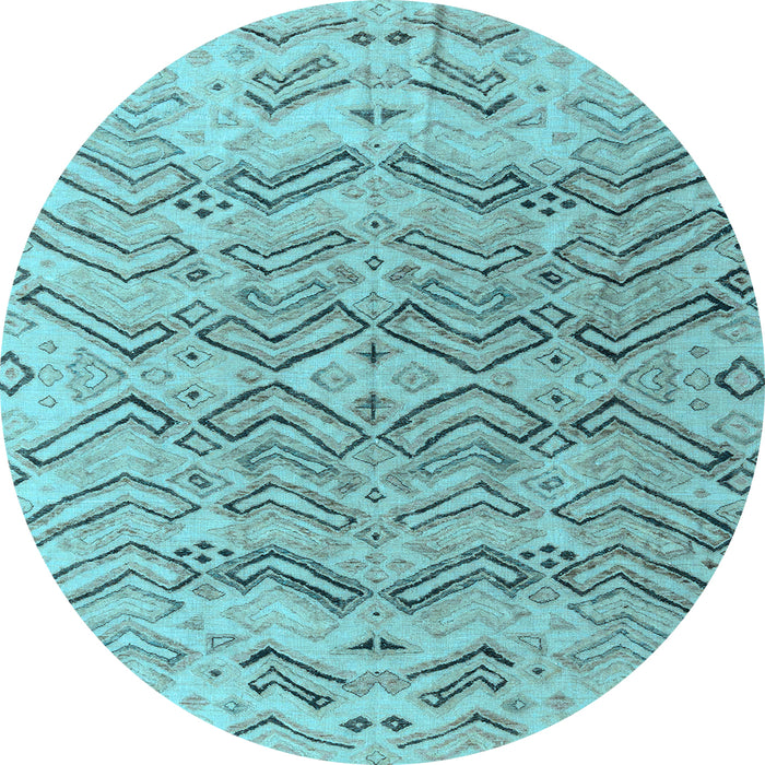 Round Machine Washable Solid Light Blue Modern Rug, wshabs4788lblu