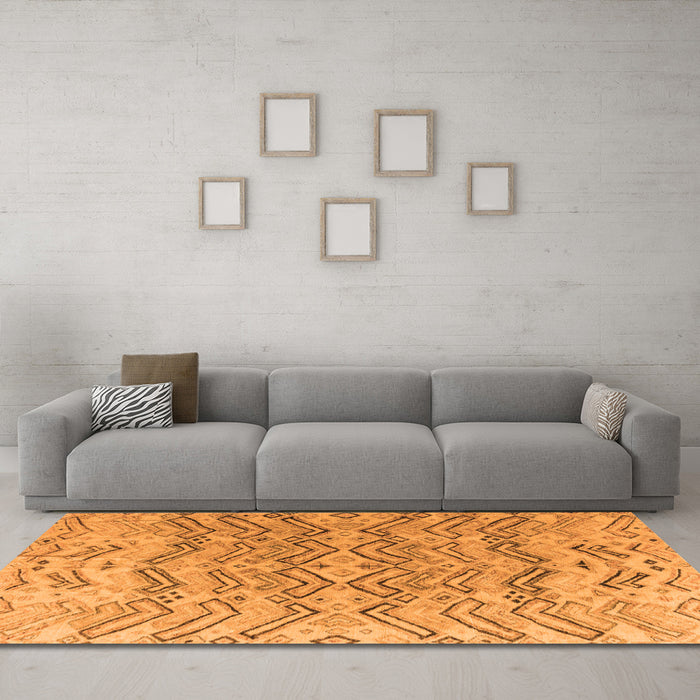 Machine Washable Solid Orange Modern Area Rugs in a Living Room, wshabs4788org