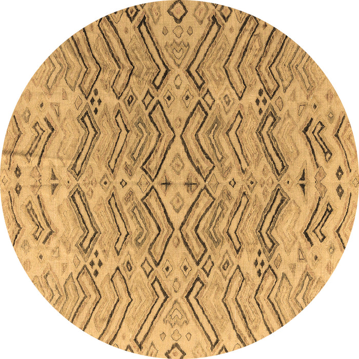 Round Machine Washable Solid Brown Modern Rug, wshabs4788brn