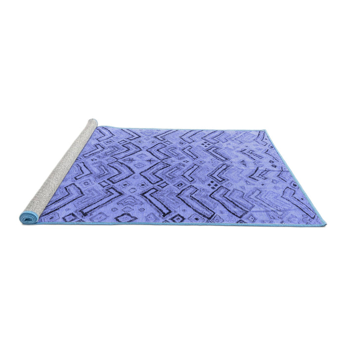 Sideview of Machine Washable Solid Blue Modern Rug, wshabs4788blu