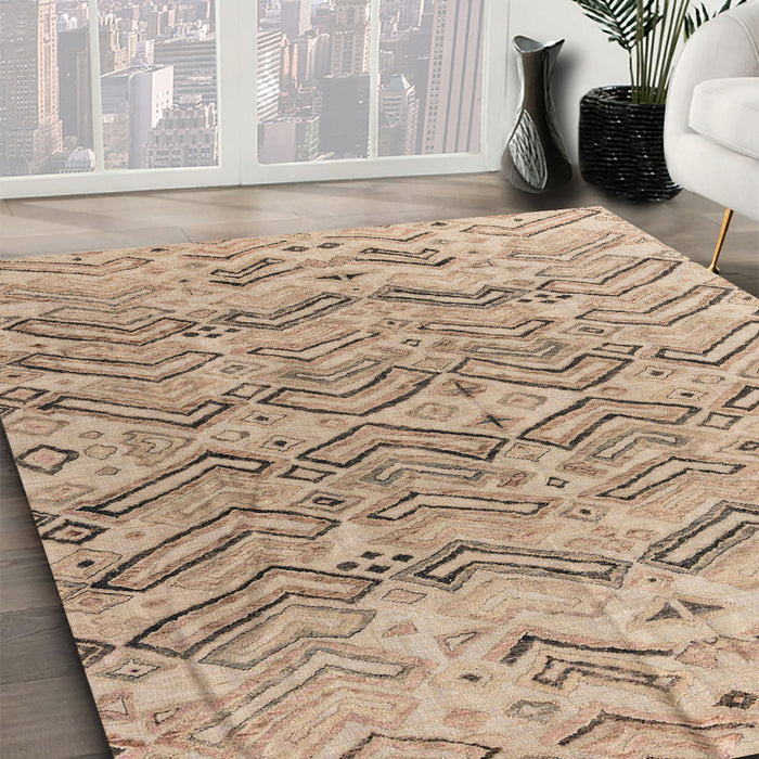 Abstract Dark Almond Brown Solid Rug in Family Room, abs4788