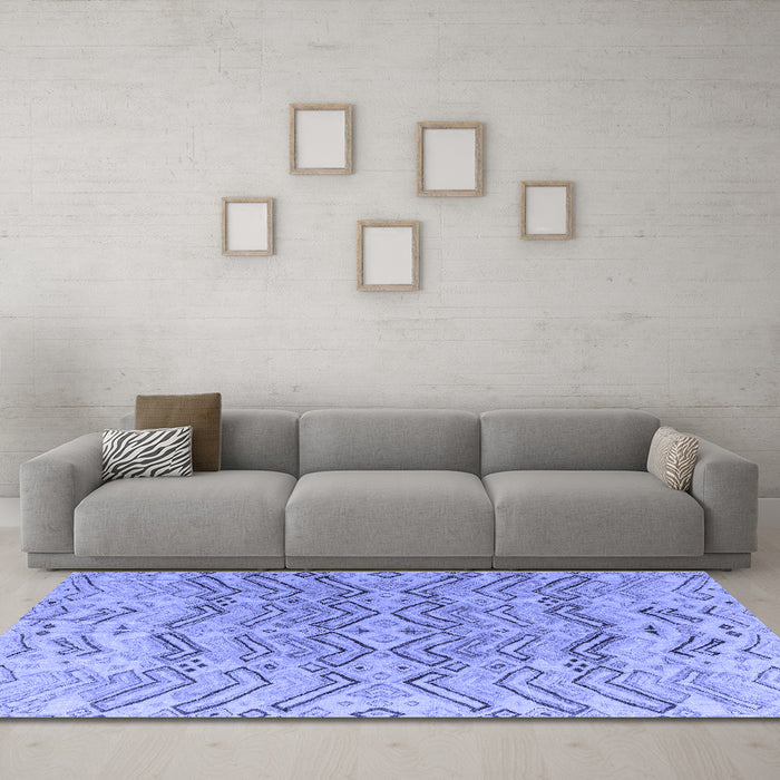 Machine Washable Solid Blue Modern Rug in a Living Room, wshabs4788blu