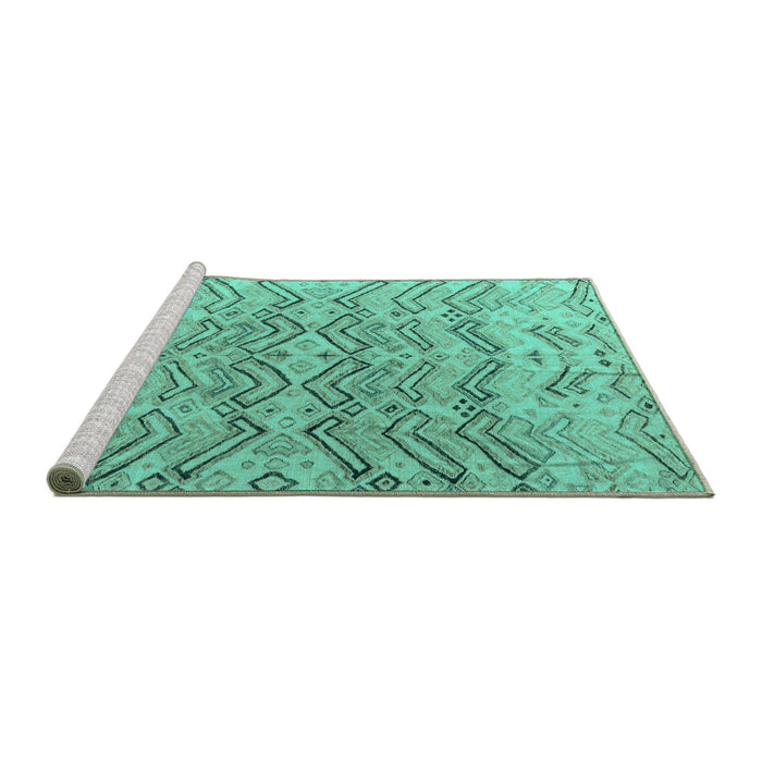Sideview of Machine Washable Solid Turquoise Modern Area Rugs, wshabs4788turq