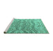 Sideview of Machine Washable Solid Turquoise Modern Area Rugs, wshabs4788turq