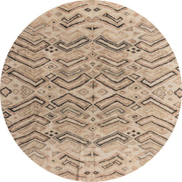 Round Abstract Dark Almond Brown Solid Rug, abs4788