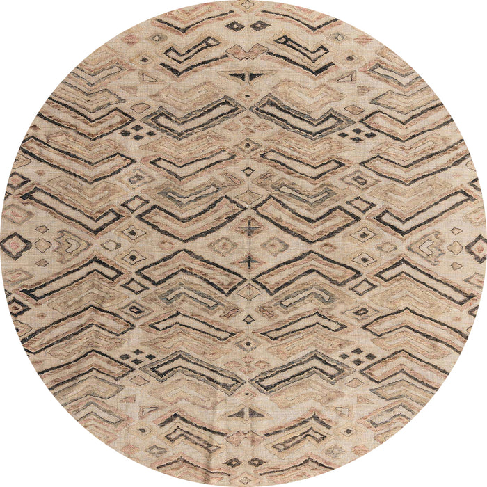 Round Abstract Dark Almond Brown Solid Rug, abs4788