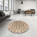 Round Abstract Dark Almond Brown Solid Rug in a Office, abs4788