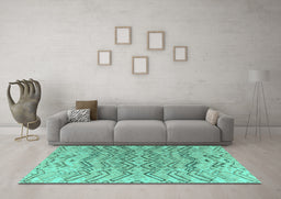 Machine Washable Solid Turquoise Modern Area Rugs in a Living Room,, wshabs4788turq