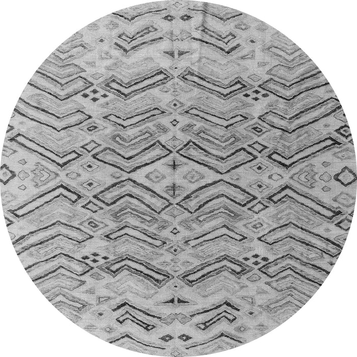 Round Machine Washable Solid Gray Modern Rug, wshabs4788gry