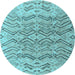 Round Solid Light Blue Modern Rug, abs4788lblu